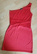 Women size S red bodycon one shoulder mesh short slinky mini sleeveless dress