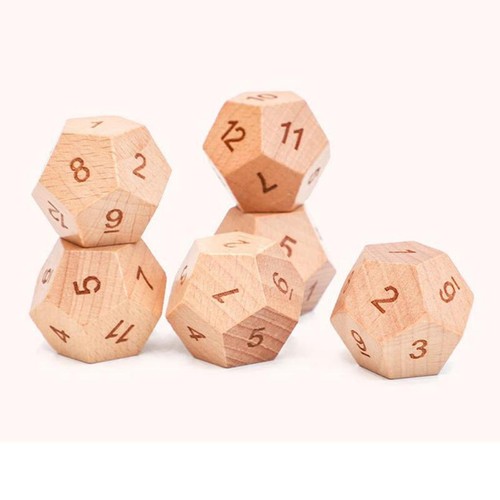 Pack Wooden D12 12 Sided Dice Maths Games Board Game Dice for Family Party - Picture 2 of 11
