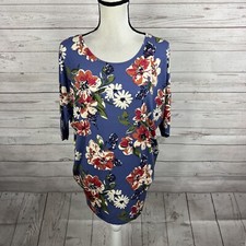 Agnes  Dora Womans Dolman Tunic Size Small Blue Floral