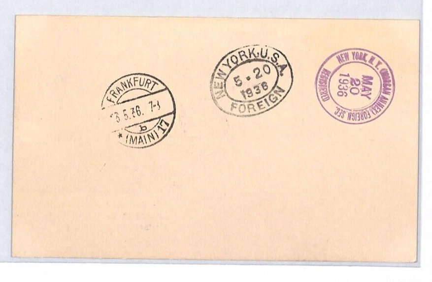 USA HINDENBURG ZEPPELIN Air Mail Card Lakehurst Frankfurt Registered LZ200 - Image 2 of 4