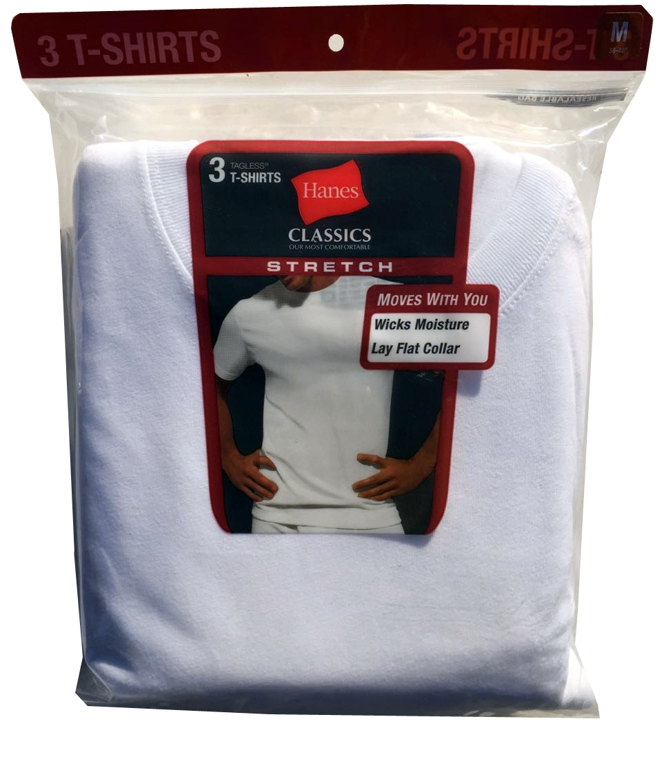 Hanes® Men's STRETCH White CrewNeck Tshirt 3Pack "TAGLESS & MOVES WITH YOU" eBay