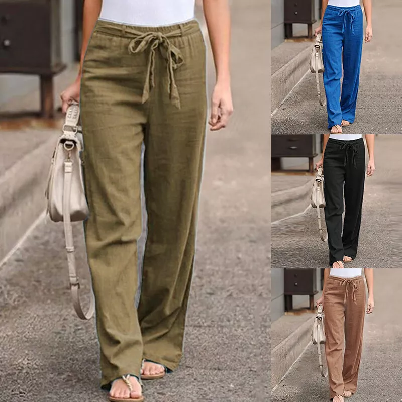 Trousers for Women UK,Women's Elegant Wide Legs Trousers Brown