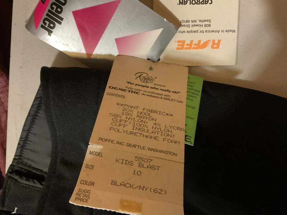 Vtg 60s 70s 80s Ski Pants ROFFE Blast Padded Slalom Youth Kids 10 NWT Foto 3 de 4
