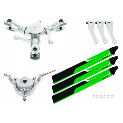 MH CNC Triple Green Carbon Plastic Blades Conversion Set-OMP Hobby M2 V1/V2/EXP