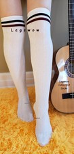 Cable Knit Over The Knee Socks Srtipe Long Boot School Girl Stocking Tights OTK