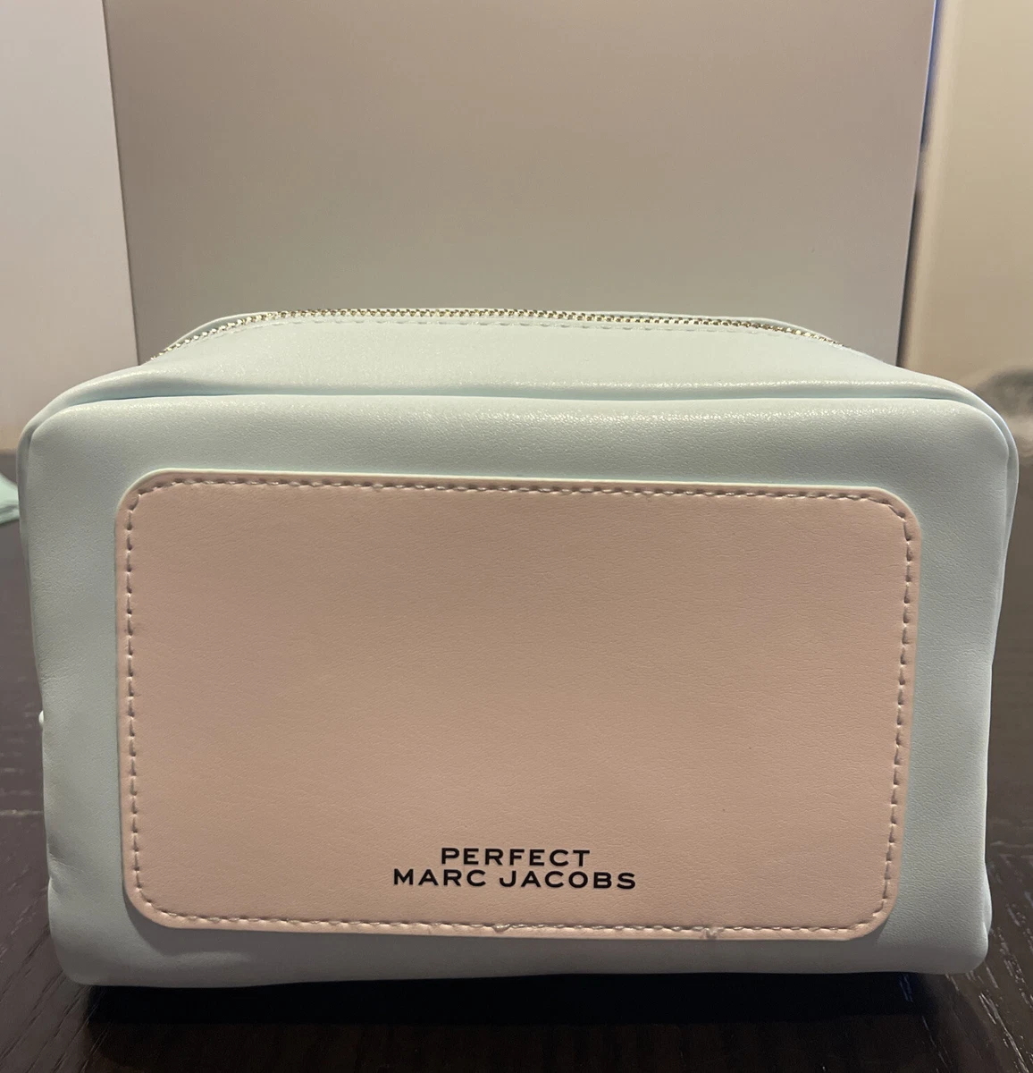 Marc Jacobs PERFECT Cosmetic Makeup Clutch Bag Blue & Pink NEW