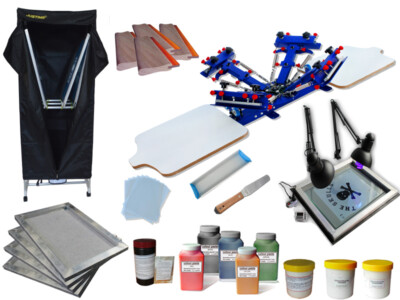 High Quality Machines and Materials DIY 4 Color 2 Station Screen Printing Kit