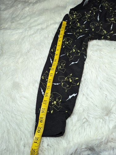 POKEMON Pikachu All Over Print Black Yellow Sweatshirt Size Large Youth Boy Girl - Picture 8 of 8