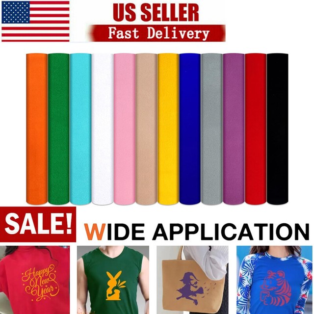 Heat Transfer Vinyl Roll Iron on Heat Press HTV T-shirt 12"x 5FT-20FT for Cricut