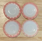 Hazel Atlas Pink Crinoline Ripple Milk Glass Saucers Set of 4