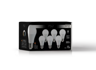 Lot de 6 ampoules LED MARI E27 8,5W 4000K blanc neutre 806 lm EDO - Photo 1/3