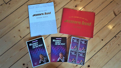 James Last Fanpaket:  2x Tour-Buch (2009/2013), PIN, 4er MC-Set, CD & Kassette