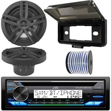 JVC KD-T91MBS Bluetooth USB CD Receiver, 2x 6.5" Black Speakers, Cover, Wire