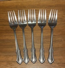 Ekco Eterna Stainless Japan Old Heritage 5 Salad Forks Glossy 6.5”