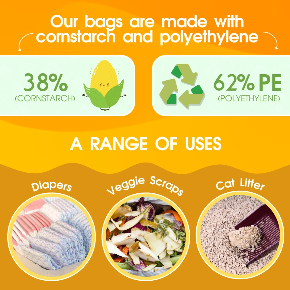 Bolsas para caca PET N PET 200 cuentas bolsas para caca de perro sin perfume con asas fáciles de atar Foto 4 de 4