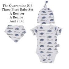 Baby Set - A Romper, a Beanie and a Bib - The Quarantine Kid
