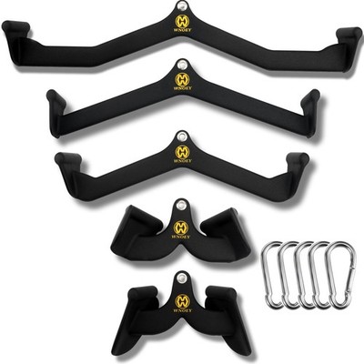 WNOEY Lat Pulldown Attachments Set with Snap Hooks, Rowing T-bar V-bar