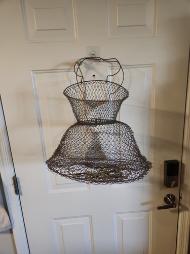 Large Live Fish Basket - Collapsible Metal Mesh Wire Spring Action
