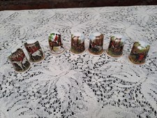 7 x Thimbles HUNTING SCENES English Bone China