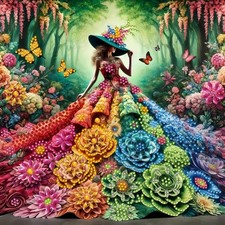 5D Special Shape Diamond Art Kits for Adults,Woman's Floral Dress Diamond Painti