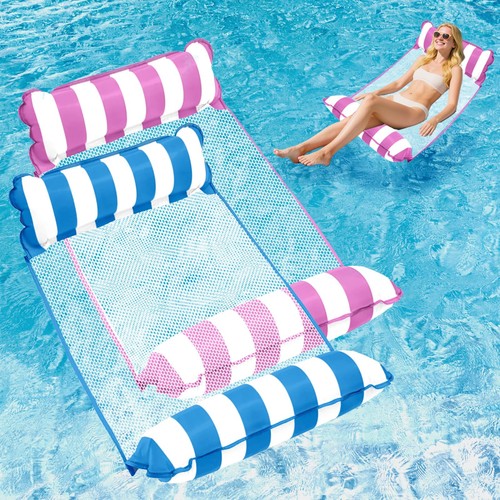 BCWATERFUNPD Upgraded Pool Floats Adult - 2 Pack, Inflatable Mesh Floating Ra...