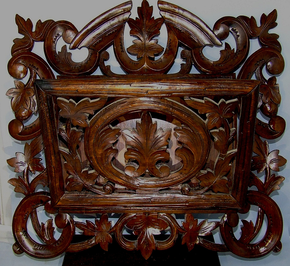 Antique 1890 Victorian Carved Black Forest Wall Letter Holder ~ Ornate Design ~