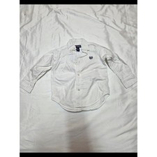Chaps Boys White Button-Down Dress Shirt with Crest