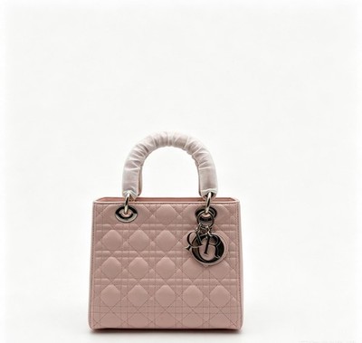 H6 pre-owned dior Lady Daifei Bag, five grid medium sized light pink style 18565