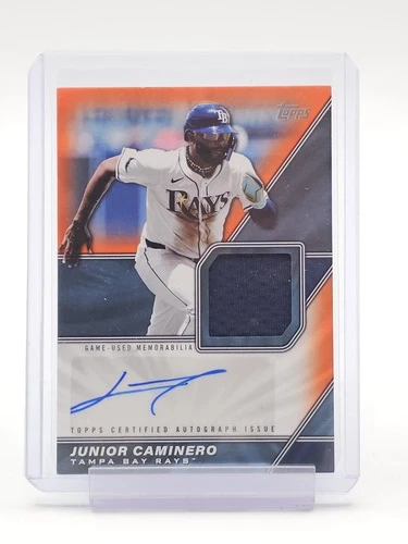 JUNIOR CAMINERO 2026 TOPPS MLB MATERIAL AUTO GAME USED ORANGE PATCH /25 Q3147