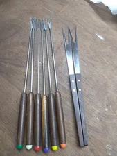 Set of 6 Vintage 1970’s Fondue Forks Plus 2 More