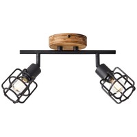 Brilliant Lampe Gwen Spotrohr 2Flg Antik Holz/Schwarz Korund Metall Schwarz 2X D