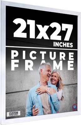 21x27 Frame Silver Real Wood Picture Frame Width 0.75 inches | Interior Frame De