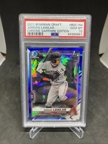PSA 10 JORDAN LAWLAR 1st 2021 Bowman Chrome Draft SAPPHIRE REFRACTOR RC GEM MINT