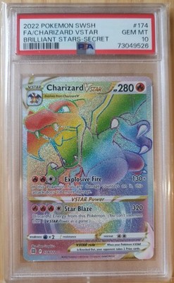 2022 Pokemon SWSH FA Charizard VSTAR Brilliant Stars Secret #174/172 PSA 10