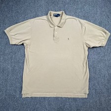 VTG Polo Ralph Lauren Polo Shirt Men XL Tan Khaki Short Sleeve USA Made 80s 90s