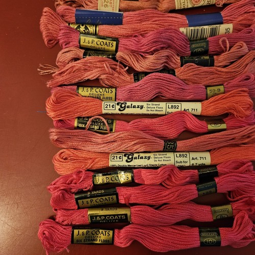 Pink Embroidery Floss JP Coats, Galaxy, DMC, Star Lot Of 24 Vintage - Picture 2 of 5