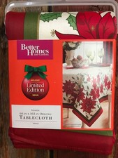 Poinsettia Tablecloth 60"x102" Better Homes Gardens Christmas Holiday .....e1