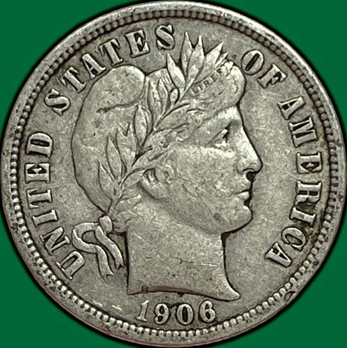 1906 Barber Dime Silver Extremely Fine XF Coin #28942