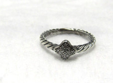 David Yurman Sterling Silver Petite Pave Diamond Ring Size 5