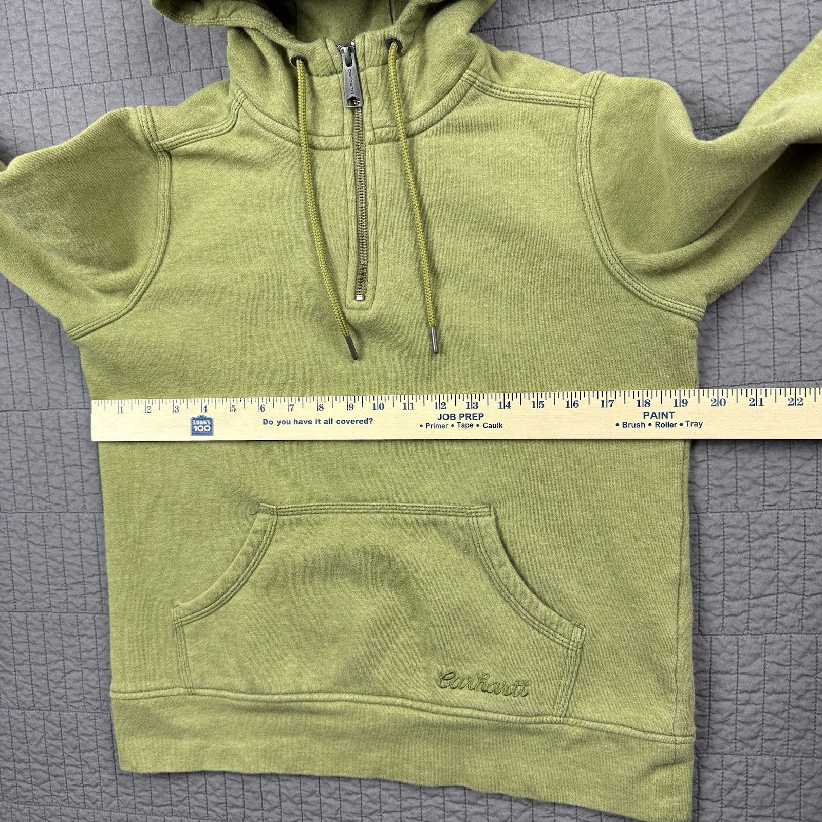 Carhartt Clarksburg Hoodie Sweatshirt Women Small Green 1/4 Zip Workwear thumbnail 8