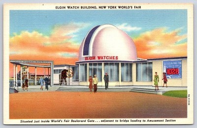 Vintage New York Postcard FLUSHING MEADOWS Worlds Fair Elgin 1939