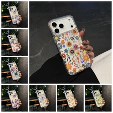 For iPhone 17 Pro Max Air 16e Case Clear Floral Shockproof Cute Protective Cover