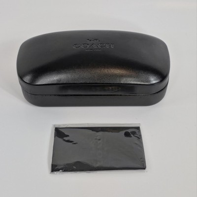 Coach Clamshell Sunglasses Glasses Case + Cleaning Cloth Black 6