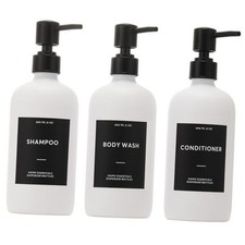 Shampoo and Conditioner Dispenser, 21oz 3-Pack Refillable Shampoo White-21oz