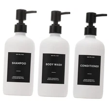  Shampoo and Conditioner Dispenser, 21oz 3-Pack Refillable Shampoo White-21oz