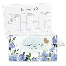 Pocket Calendar 2025-2027, Small Pocket Planner 2026 for New Date Butterfly
