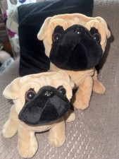 Vintage 2000s Card Factory Pug Dog Plush  "Mother & Puppy" Retired Collectible
