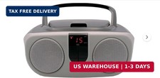 Sylvania SRCD243 Portable CD Player with AM/FM Radio, Boombox Silver 