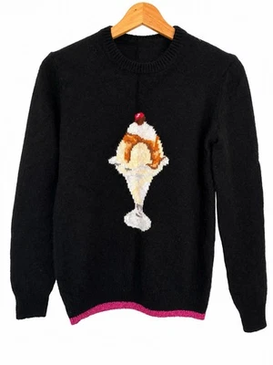 COACH Damen Pullover Schwarz Kaschmir 100% Cashmere Eis Motiv Design Gr.S - Bild 1 von 3