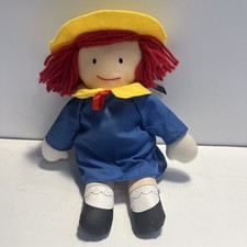 1990 Madeline Plush Doll by Eden 9 Red Yarn Hair Blue Dress